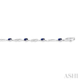 4X3 MM Oval Cut Sapphire and 1/5 Ctw Round Cut Diamond Precious Eternity Link Tennis Bracelet in 10K White Gold