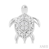 1/10 ctw Petite Turtle Round Cut Diamond Fashion Stud Earring in 10K White Gold