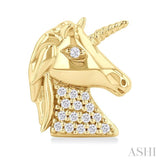1/10 ctw Petite Unicorn Round Cut Diamond Cut Fashion Stud Earring in 10K Yellow Gold