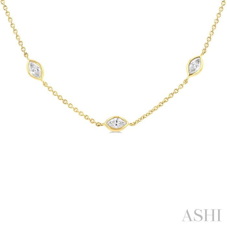 2 ctw Marquise Cut Diamond Fashion Necklace in 14K Yellow Gold