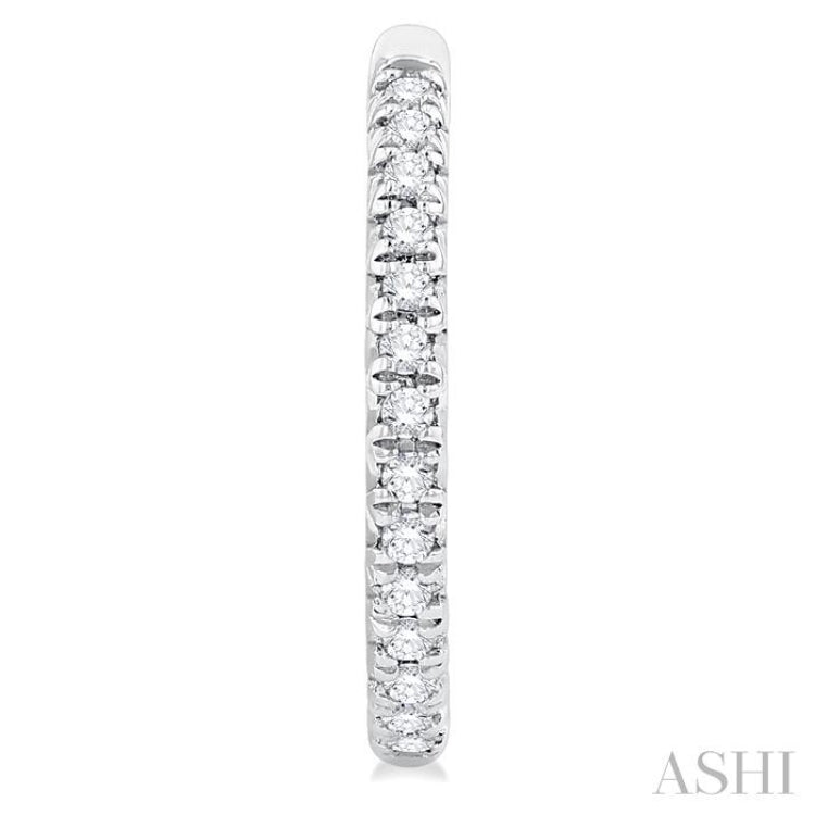 1/6 ctw French Pave Set Round Cut Diamond Fashion Half Hoop Earring in 14K White Gold