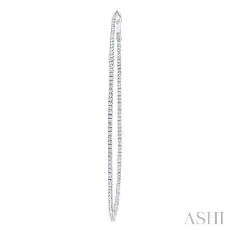 1 1/2 ctw Inside & Outside Round Cut Diamond Hoop Earring in 14K White Gold