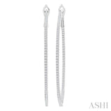 3/4 ctw Inside & Outside Round Cut Diamond Hoop Earring in 14K White Gold