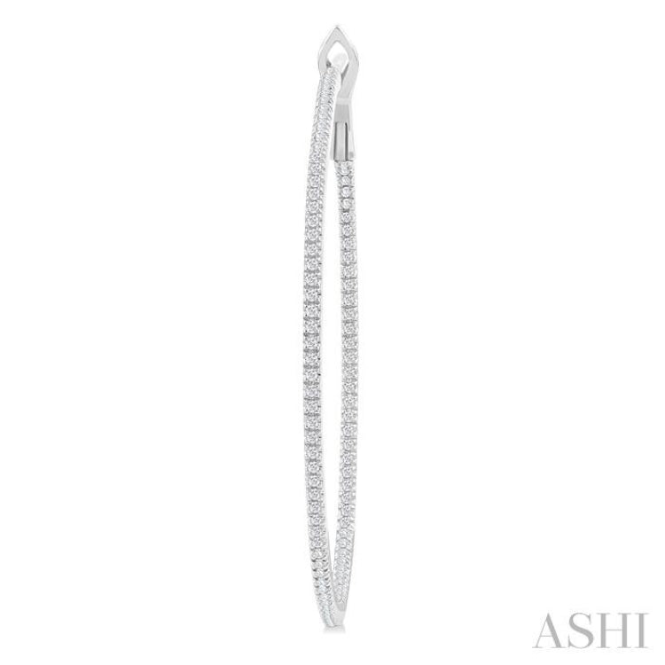 3/4 ctw Inside & Outside Round Cut Diamond Hoop Earring in 14K White Gold