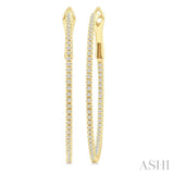 1/2 Ctw Inside & Outside Round Cut Diamond Hoop Earring in 14K Yellow Gold