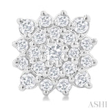 1/5 ctw Petite Cushion Shape Round Cut Diamond Cluster Fashion Stud Earring in 10K White Gold