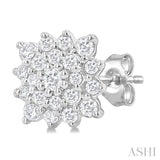 1/5 ctw Petite Cushion Shape Round Cut Diamond Cluster Fashion Stud Earring in 10K White Gold