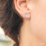 1/5 ctw Petite Cushion Shape Round Cut Diamond Cluster Fashion Stud Earring in 10K White Gold
