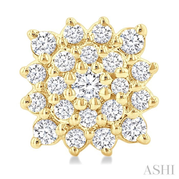 1/5 Ctw Petite Cushion Shape Round Cut Diamond Cluster Fashion Stud Earring in 10K Yellow Gold