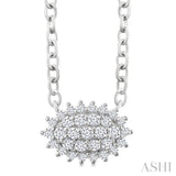 1/6 Ctw Petite East-West Set Oval Shape Round Cut Diamond Cluster Fashion Pendant With Chain in 10K White Gold