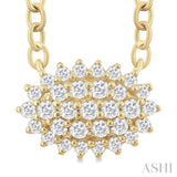 1/6 ctw Petite East-West Set Oval Shape Round Cut Diamond Cluster Fashion Pendant With Chain in 10K Yellow Gold