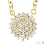1/6 ctw Petite Round Shape Round Cut Diamond Cluster Fashion Pendant With Chain in 10K Yellow Gold