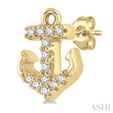1/10 ctw Anchor Round Cut Diamond Petite Fashion Earring in 14K Yellow Gold