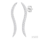 1/5 ctw Wave-Inspired Round Cut Diamond Fashion Stud Earring in 10K White Gold