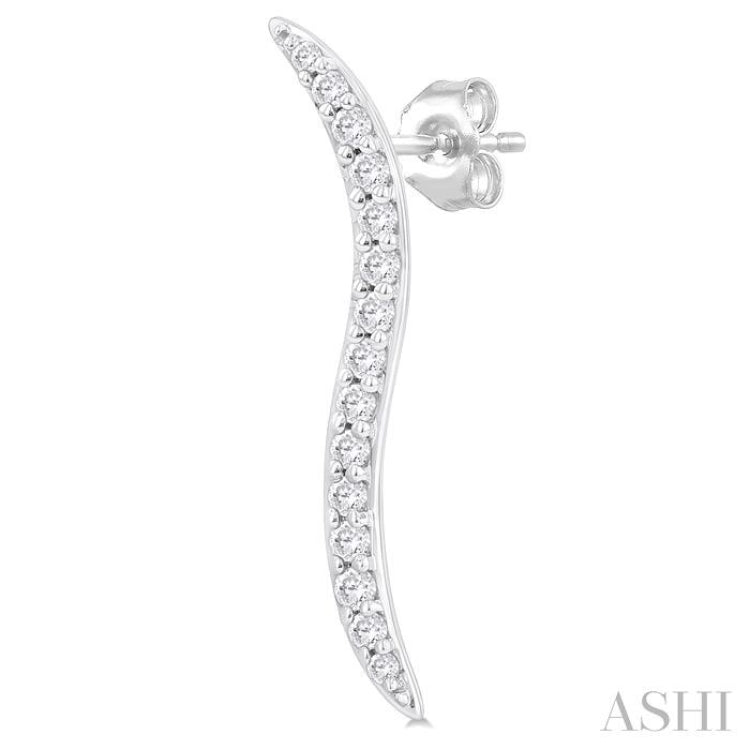 1/5 ctw Wave-Inspired Round Cut Diamond Fashion Stud Earring in 10K White Gold