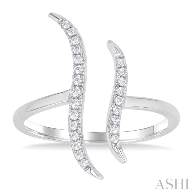 1/6 ctw Double Wave Round Cut Diamond Fashion Open Ring in 10K White Gold