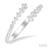 1/4 ctw Open Bypass Center Graduated Round Cut Diamond Fashion Ring in 14K White Gold