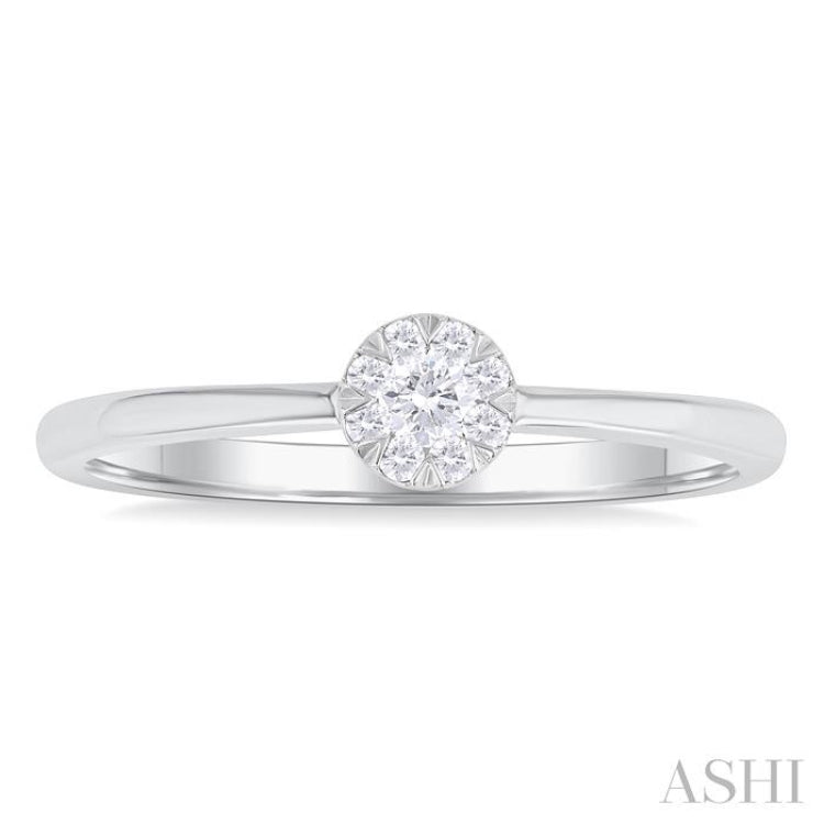 1/10 ctw Lovebright Petite Round Shape Round Cut Diamond Fashion Ring in 10K White Gold