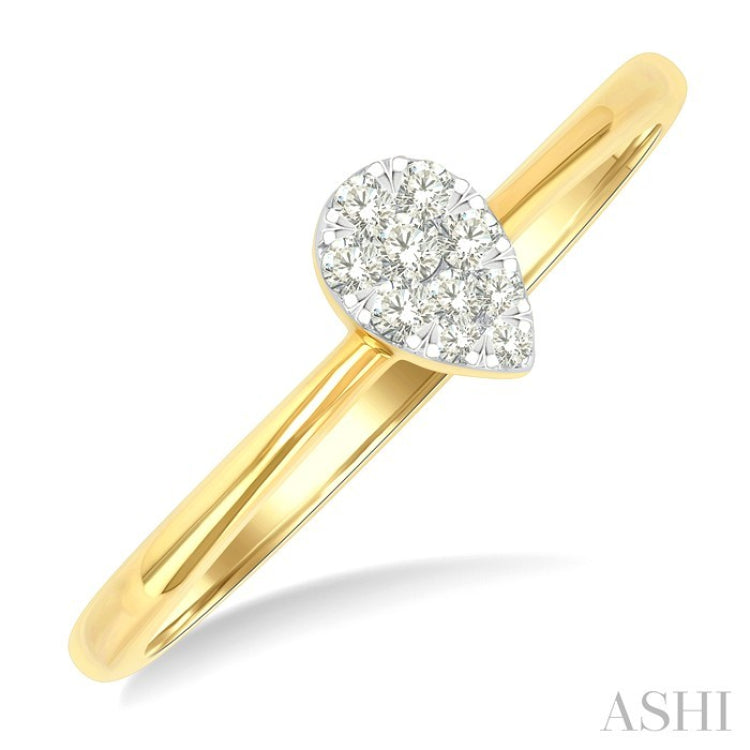 1/10 Ctw Lovebright Petite Pear Shape Round Cut Diamond Fashion Ring in 10K Yellow Gold