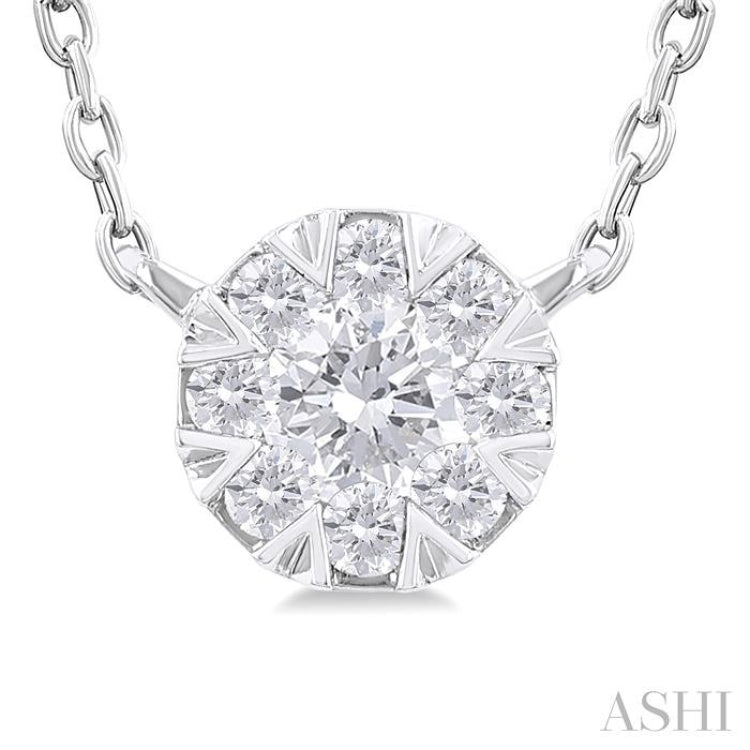 1/10 ctw Lovebright Petite Round Shape Round Cut Diamond Fashion Pendant With Chain in 10K White Gold