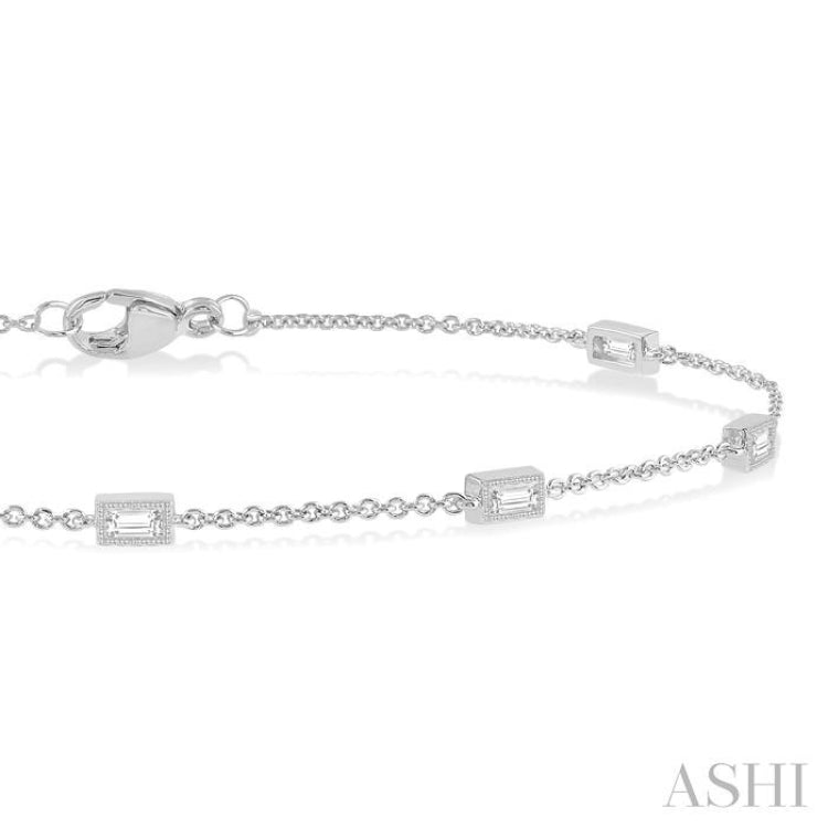 1/4 ctw Petite Baguette Diamond Station Bracelet in 10K White Gold