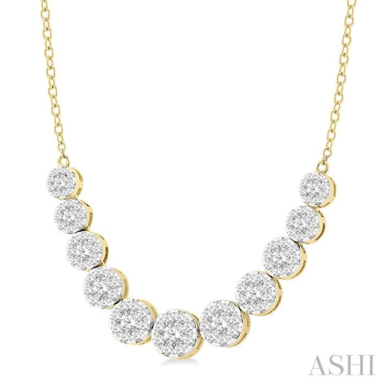 1 1/2 ctw Round Cut Lovebright Diamond Necklace in 14K Yellow and White Gold
