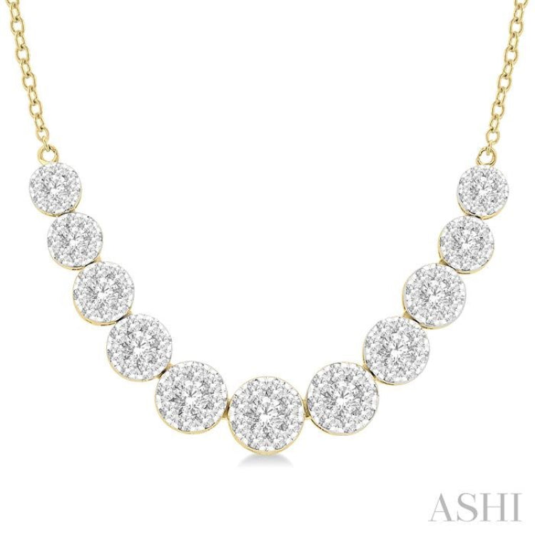 1 1/2 ctw Round Cut Lovebright Diamond Necklace in 14K Yellow and White Gold
