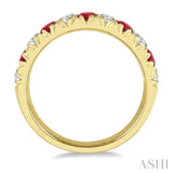 2.9 MM Ruby and 1/2 ctw Round Cut Diamond Precious Wedding Band in 14K Yellow Gold