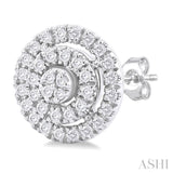1/5 ctw Double Halo Round Shape Petite Round Cut Diamond Fashion Stud Earring in 10K White Gold