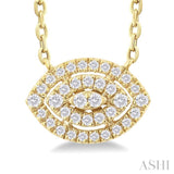 1/6 ctw Double Halo Marquise Shape Petite Round Cut Diamond Fashion Pendant With Chain in 10K Yellow Gold