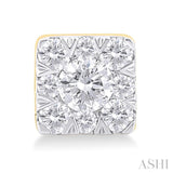 1/6 ctw Lovebright Petite Square Shape Round Cut Diamond Fashion Stud Earring in 10K Yellow Gold