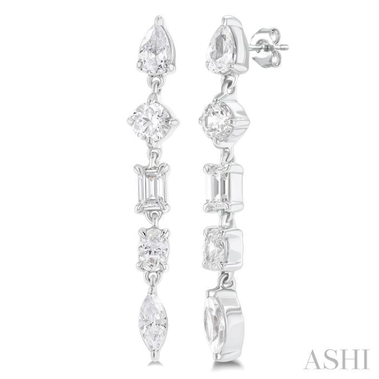 1 ctw Mixed Diamond Cut Fashion Earring in 14K White Gold