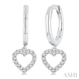 1/10 ctw Petite Heart Shape Round Cut Diamond Fashion Huggies in 10K White Gold