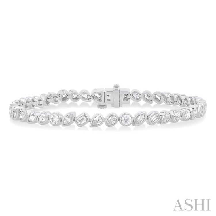 4 ctw Mixed Diamond Cut Fashion Tennis Bracelet in 14K White Gold