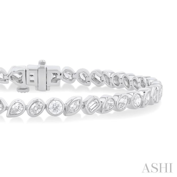 4 ctw Mixed Diamond Cut Fashion Tennis Bracelet in 14K White Gold