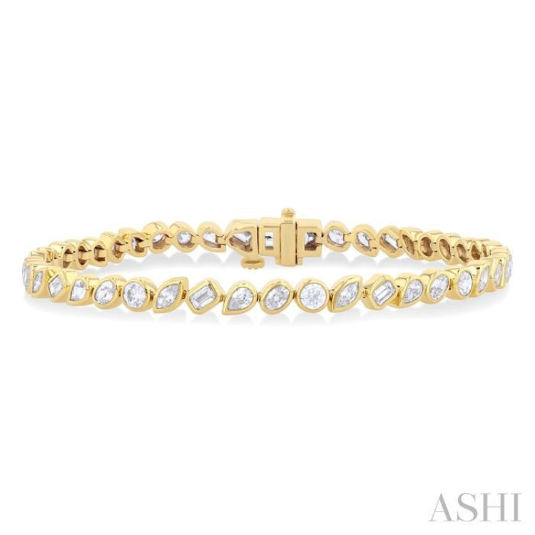 4 ctw Mixed Diamond Cut Fashion Tennis Bracelet in 14K Yellow Gold