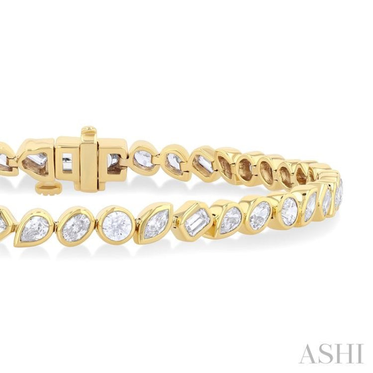 4 ctw Mixed Diamond Cut Fashion Tennis Bracelet in 14K Yellow Gold