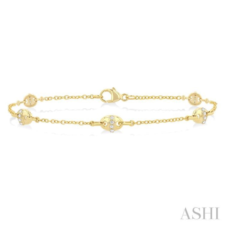 1/6 ctw Mariner Link Station Round Cut Diamond Bracelet in 14K Yellow Gold