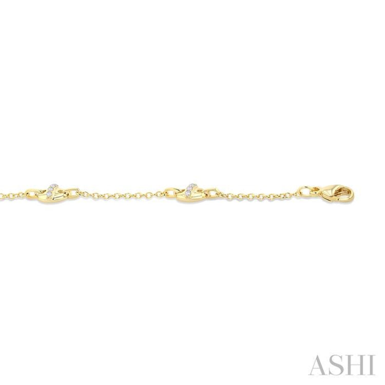 1/6 ctw Mariner Link Station Round Cut Diamond Bracelet in 14K Yellow Gold