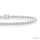 3 1/2 ctw Chevron Three Row Round Cut Diamond Tennis Bracelet in 14K White Gold