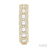 1 ctw Fusion Baguette and Round Cut Diamond Fashion Hoop Earring in 14K Yellow Gold