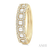 1 ctw Fusion Baguette and Round Cut Diamond Fashion Hoop Earring in 14K Yellow Gold