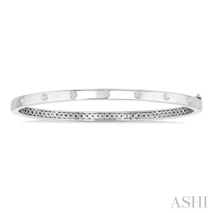 3/8 Ctw Flush Bezel Set Diamond Fashion Bangle in 14K White Gold