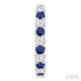 2.5 MM Sapphire and 1 ctw Round Cut Inside-Out Diamond Precious Hoop Earrings in 14K White Gold