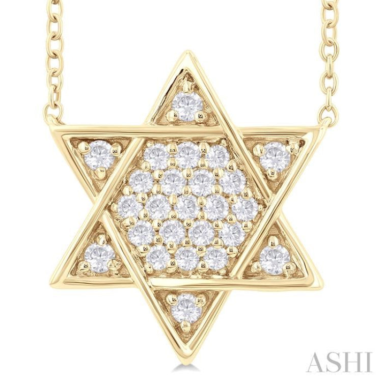 1/4 ctw Star of David Round Cut Diamond Fashion Pendant With Chain in 14K Yellow Gold
