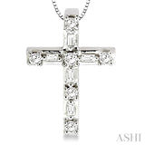 1/4 ctw Diamond Cross Pendant in 14K White Gold with chain