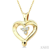 1/20 ctw Round Cut Diamond Heart Pendant in 10K Yellow Gold with Chain