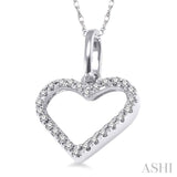 1/10 ctw Round Cut Diamond Heart Shape Pendant in 10K White Gold with Chain