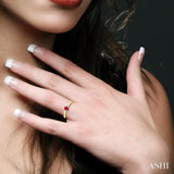 5x3mm Oval Cut Ruby and 1/20 Ctw Round Cut Diamond Ring in 10K Yellow Gold