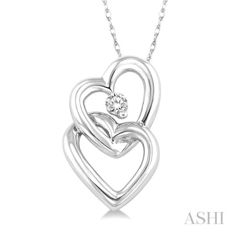 1/20 ctw Round Cut Diamond Pendant in 14K White Gold with Chain